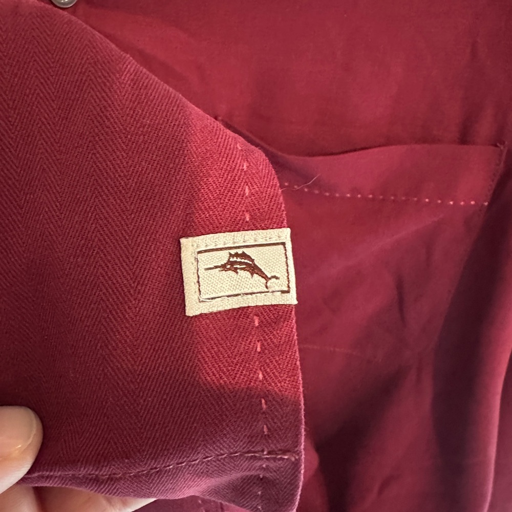 Tommy Bahama Men's Short-Sleeve Silk Camp Shirt Dark Red 2XLB - Picture 2 of 6